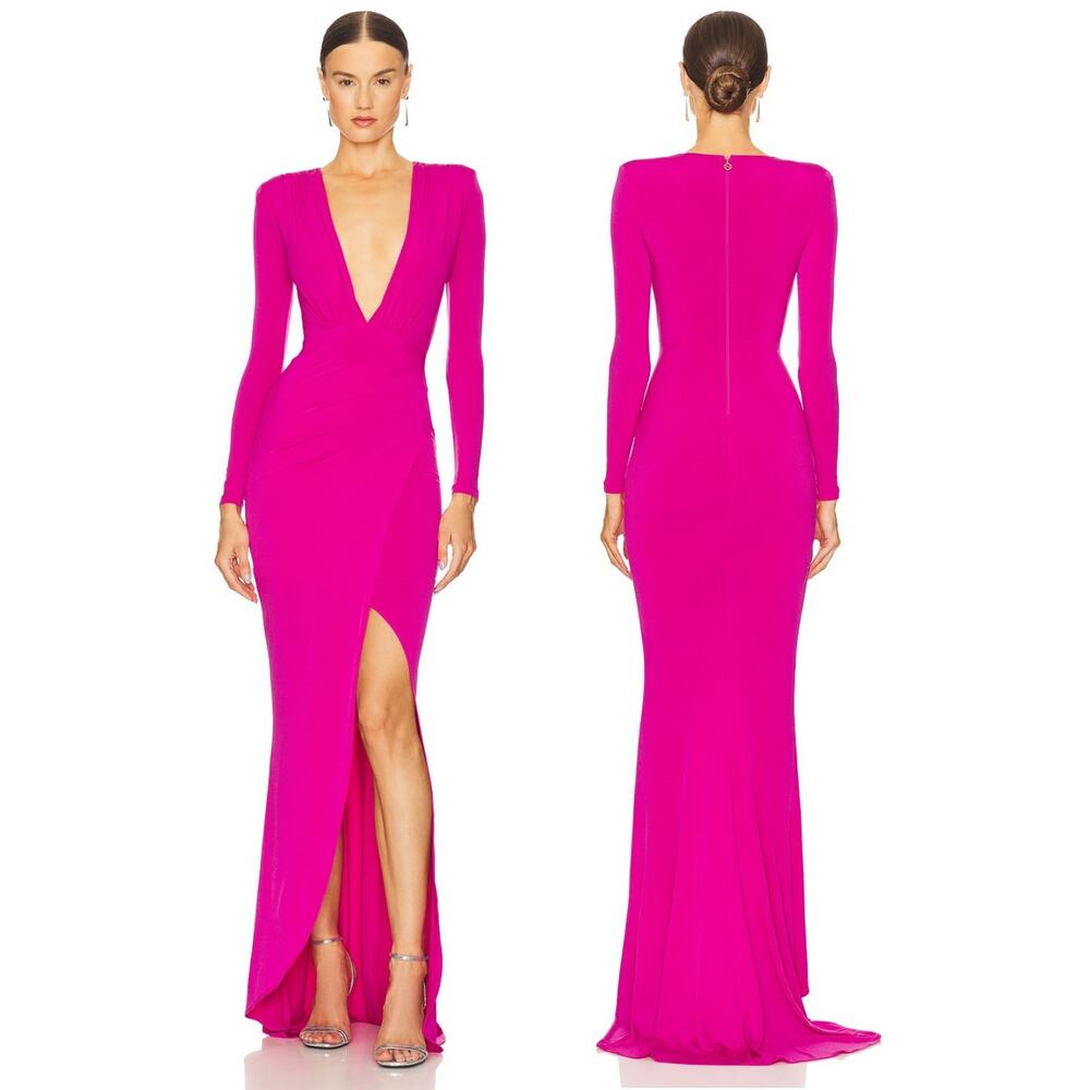 Nookie Farrah Gown Jersey Ruched Long Sleeve Party Formal Prom Wedding Guest XS